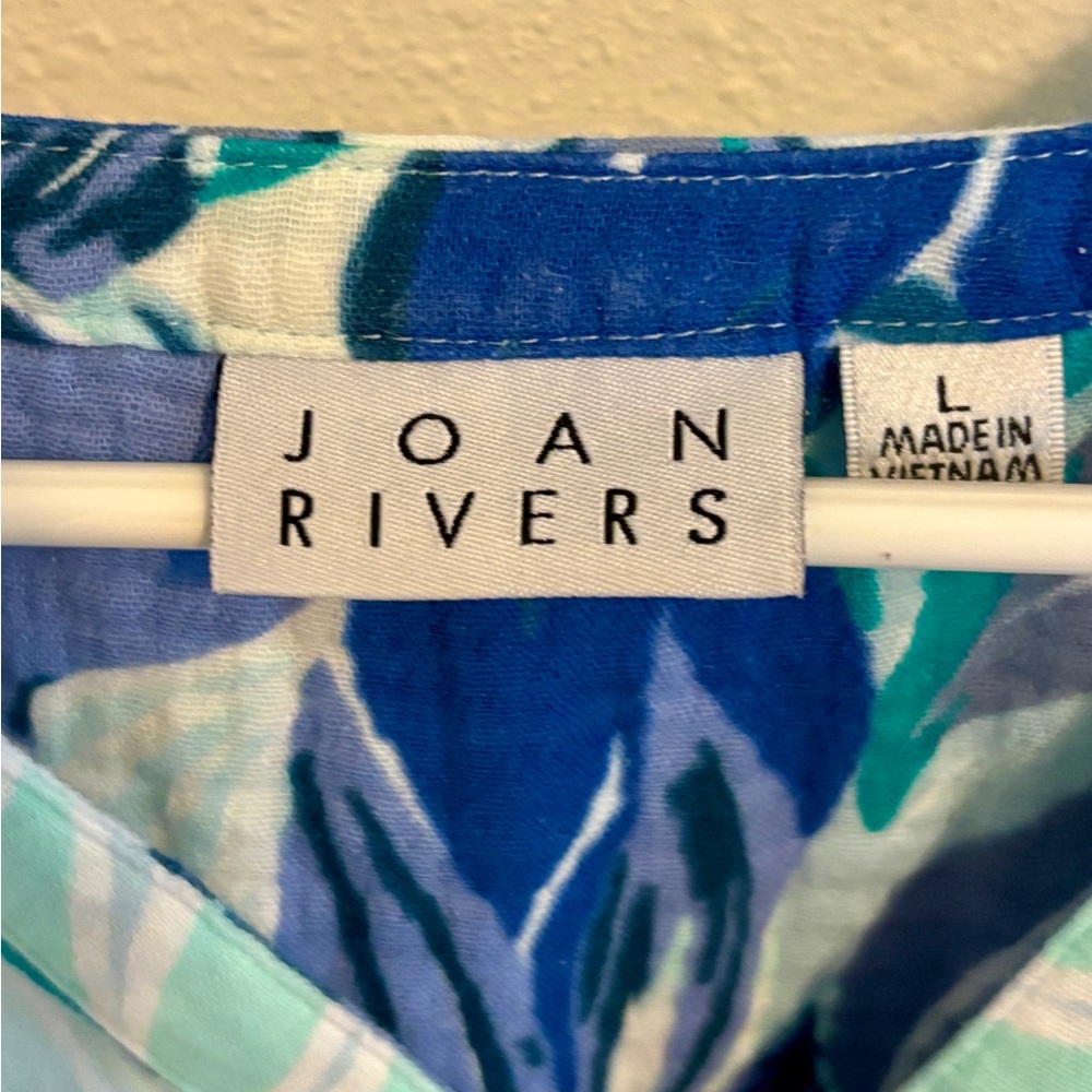Joan Rivers V-neck tropical cotton top L - Picture 3 of 5